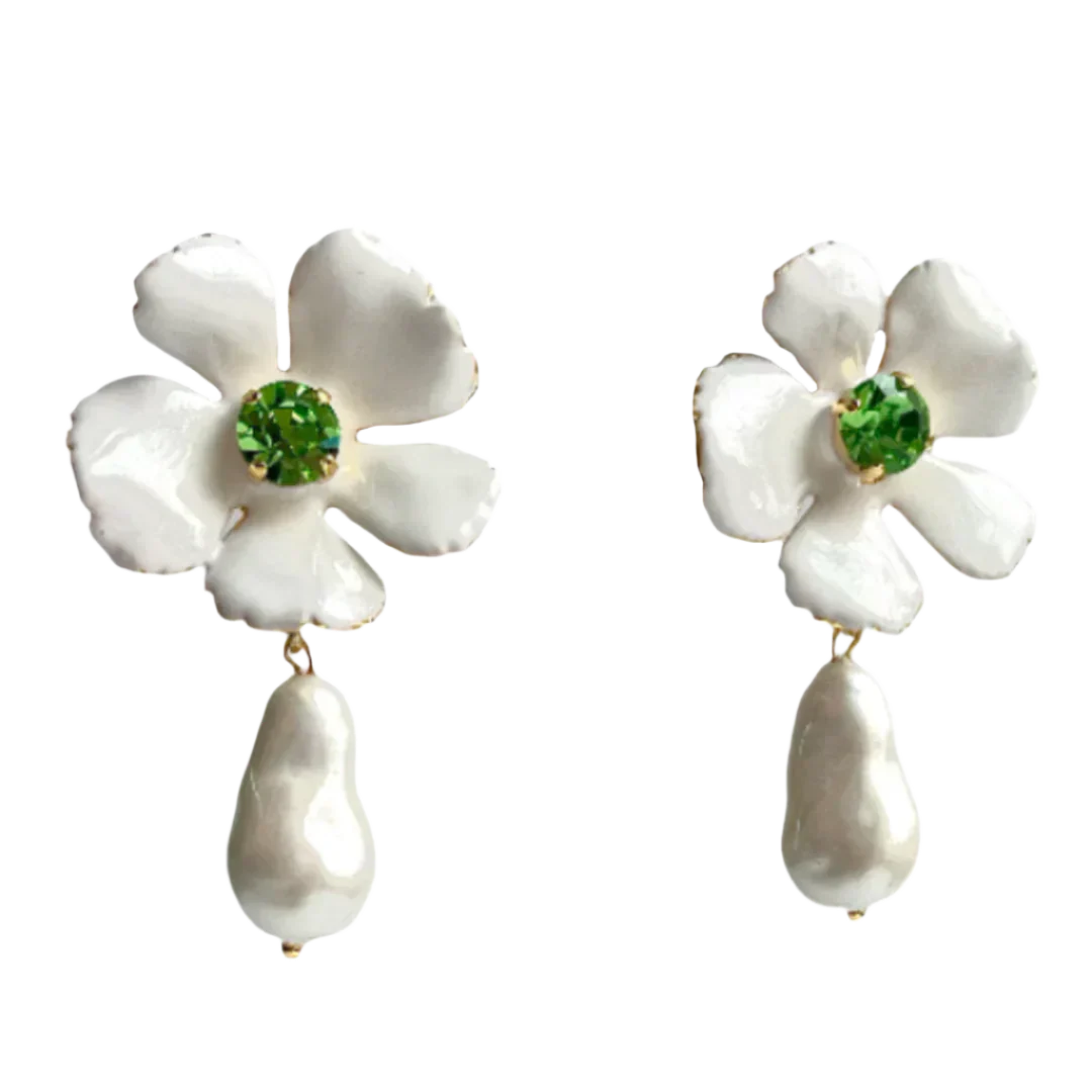 Anna White Flower Earrings