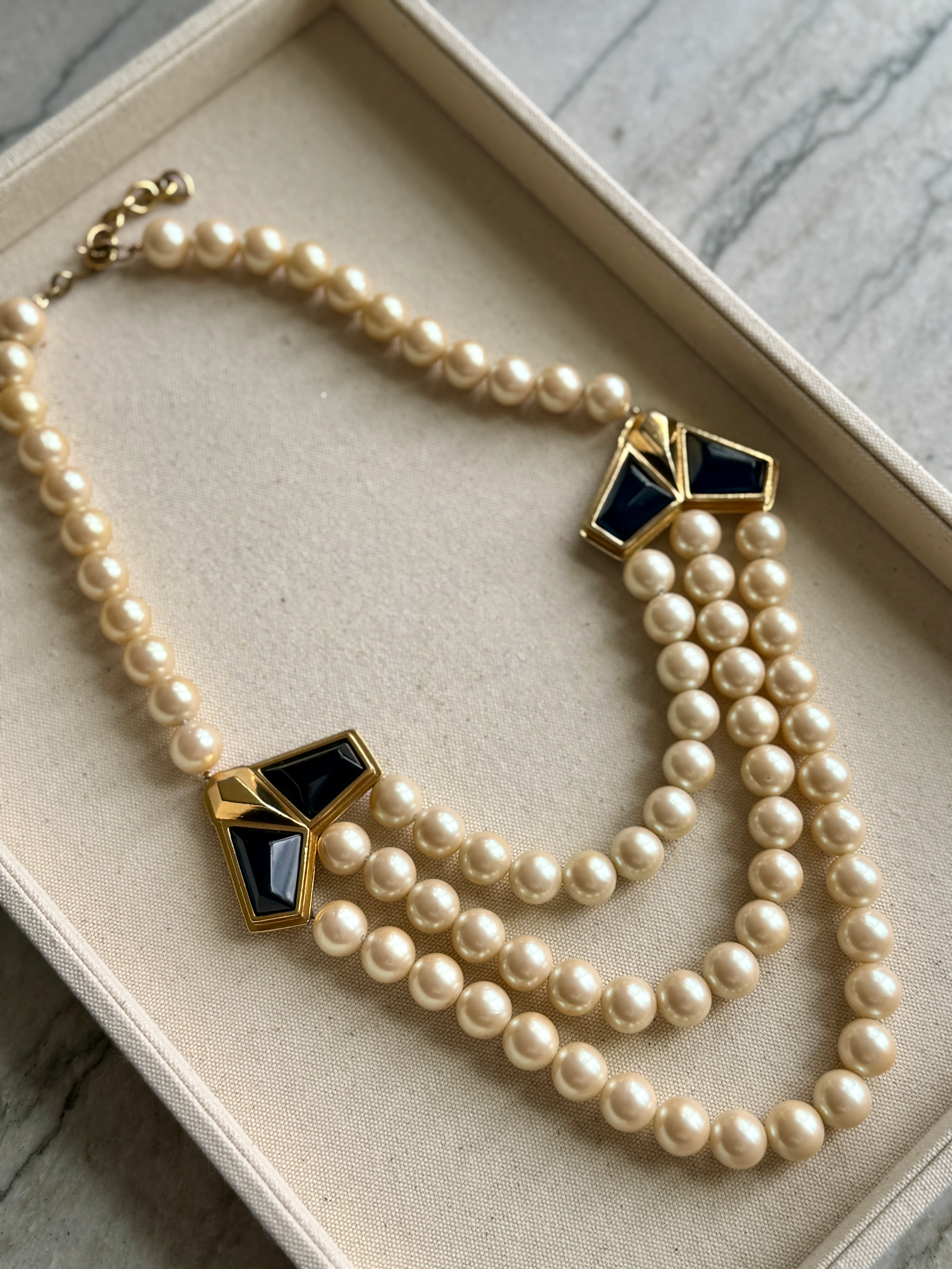 Rare Designer Yves Saint Laurent Faux Pearl Statement Necklace - Image 4