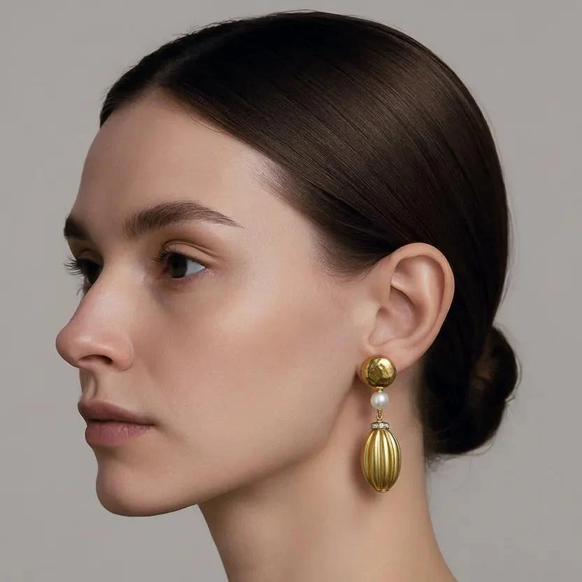 Vintage Delicate Pearl Drop and Gold Clip Earrings - Image 2