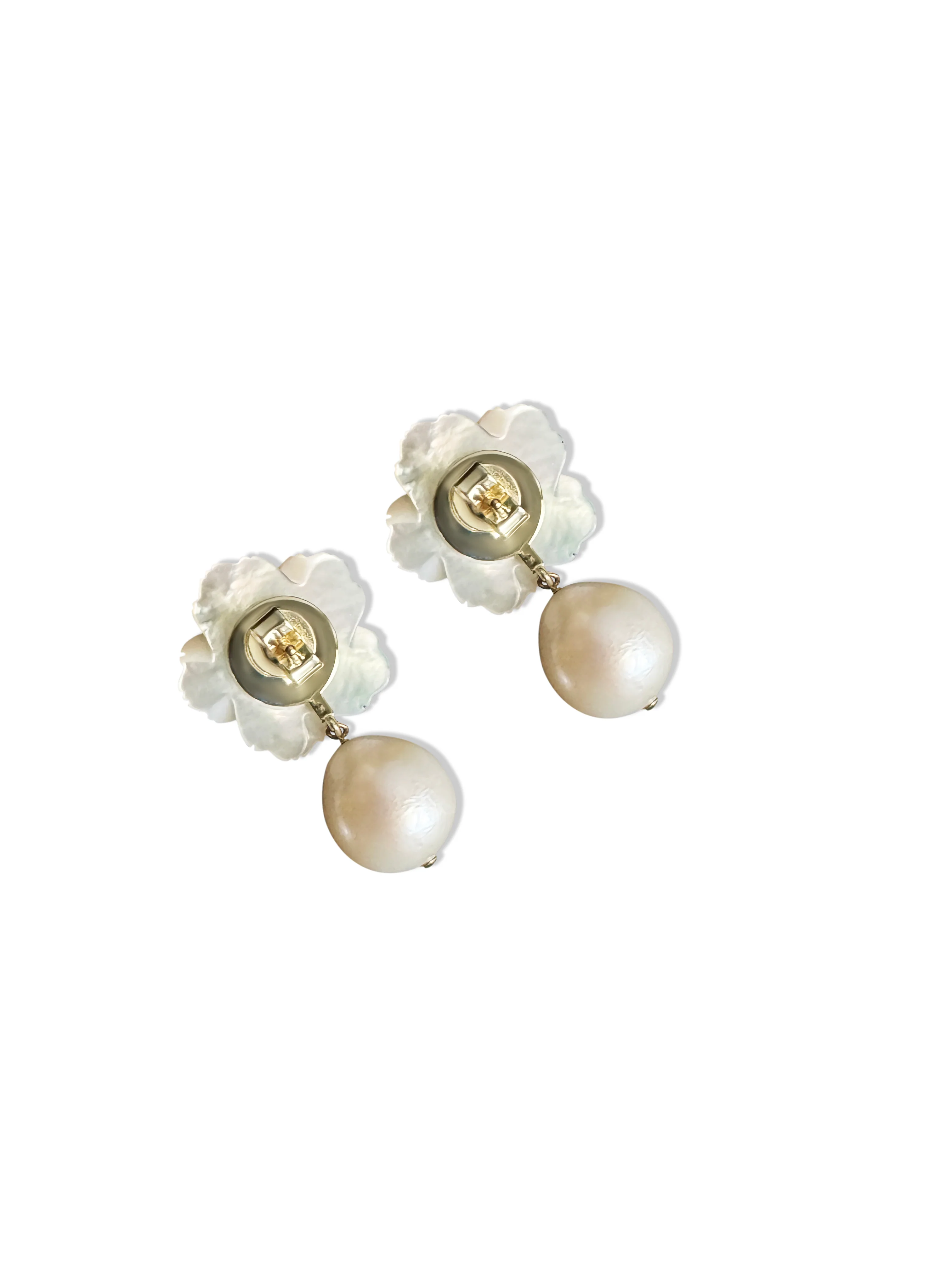 Pearl Drop Flower Drop Earrings - Image 6