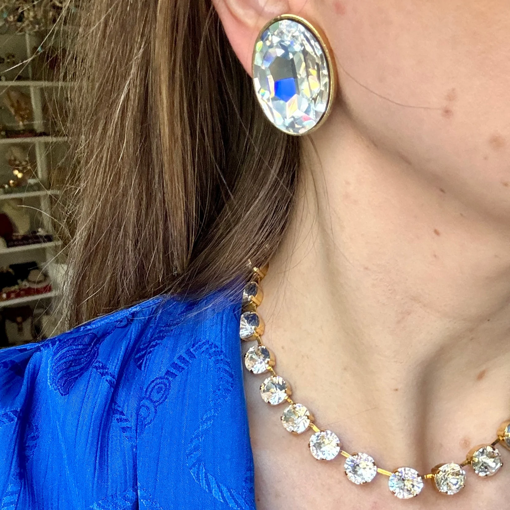 Perfect Vintage Oval Crystal Earrings - Image 2