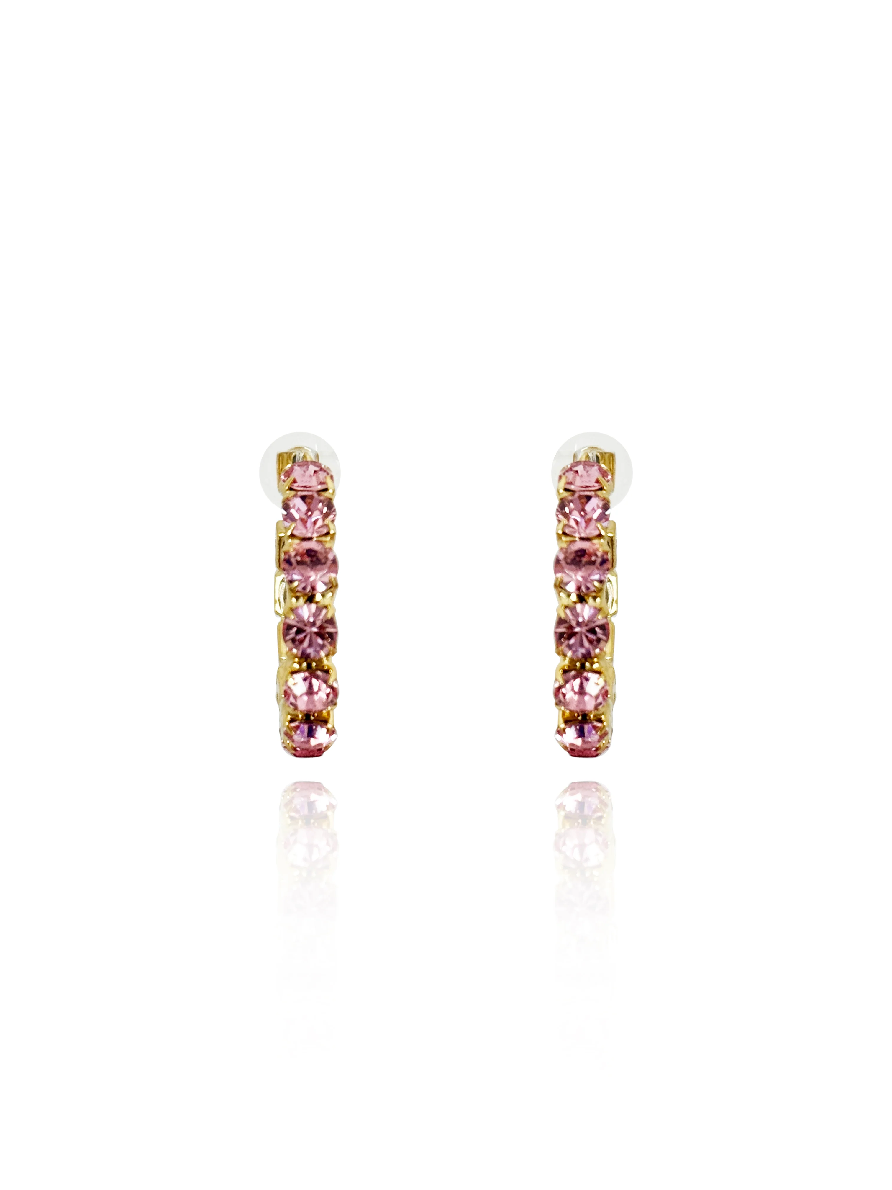 Daphne Pink Crystal Hoops - Image 3