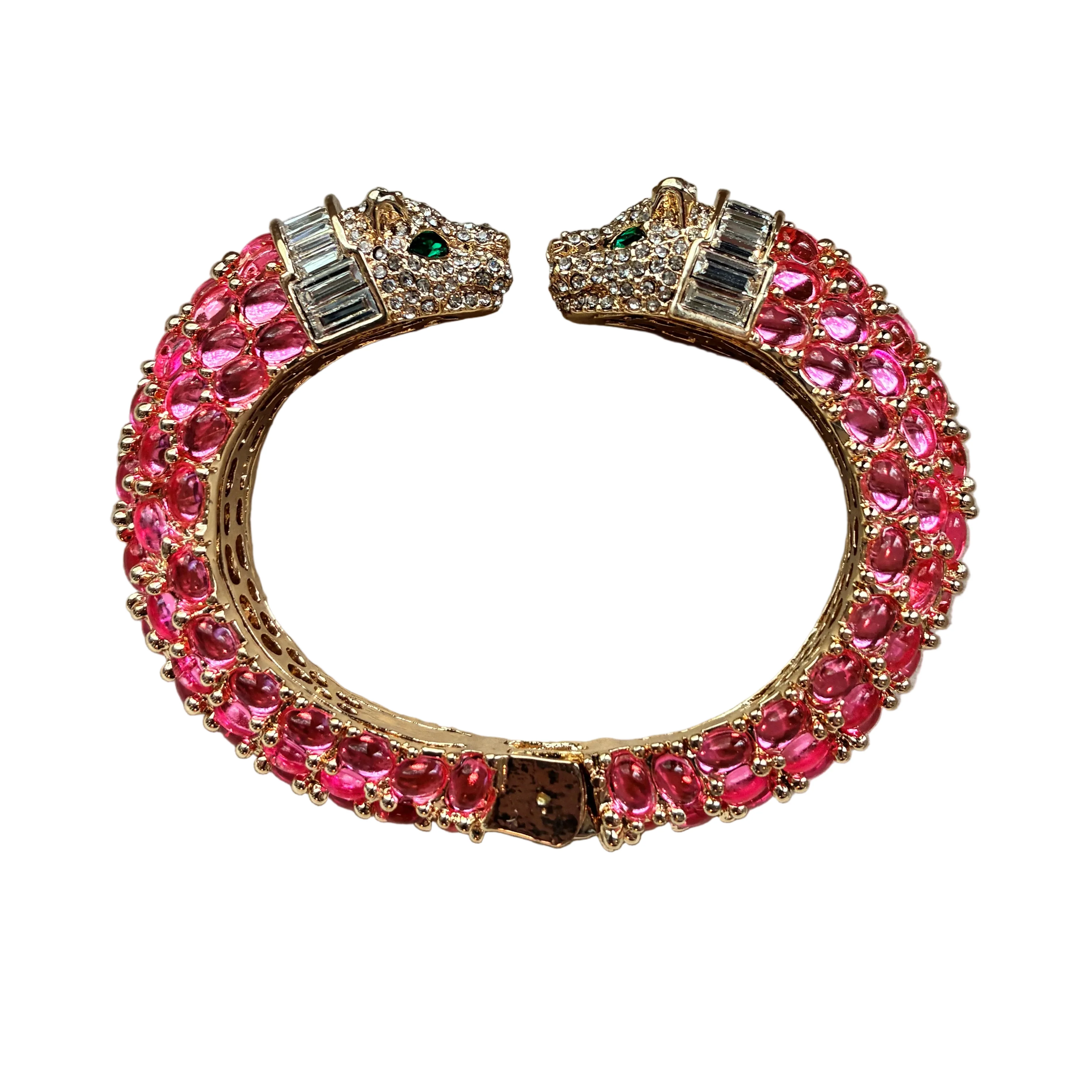 Pink Jewel Double Panther Bracelet