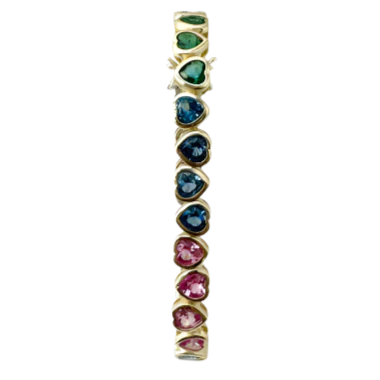 Rainbow Heart Crystal Tennis Bracelet