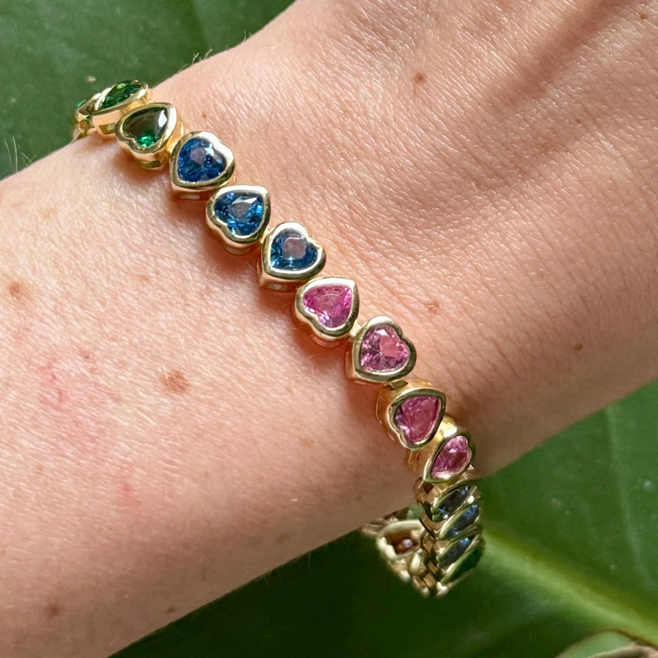 Rainbow Heart Crystal Tennis Bracelet - Image 2