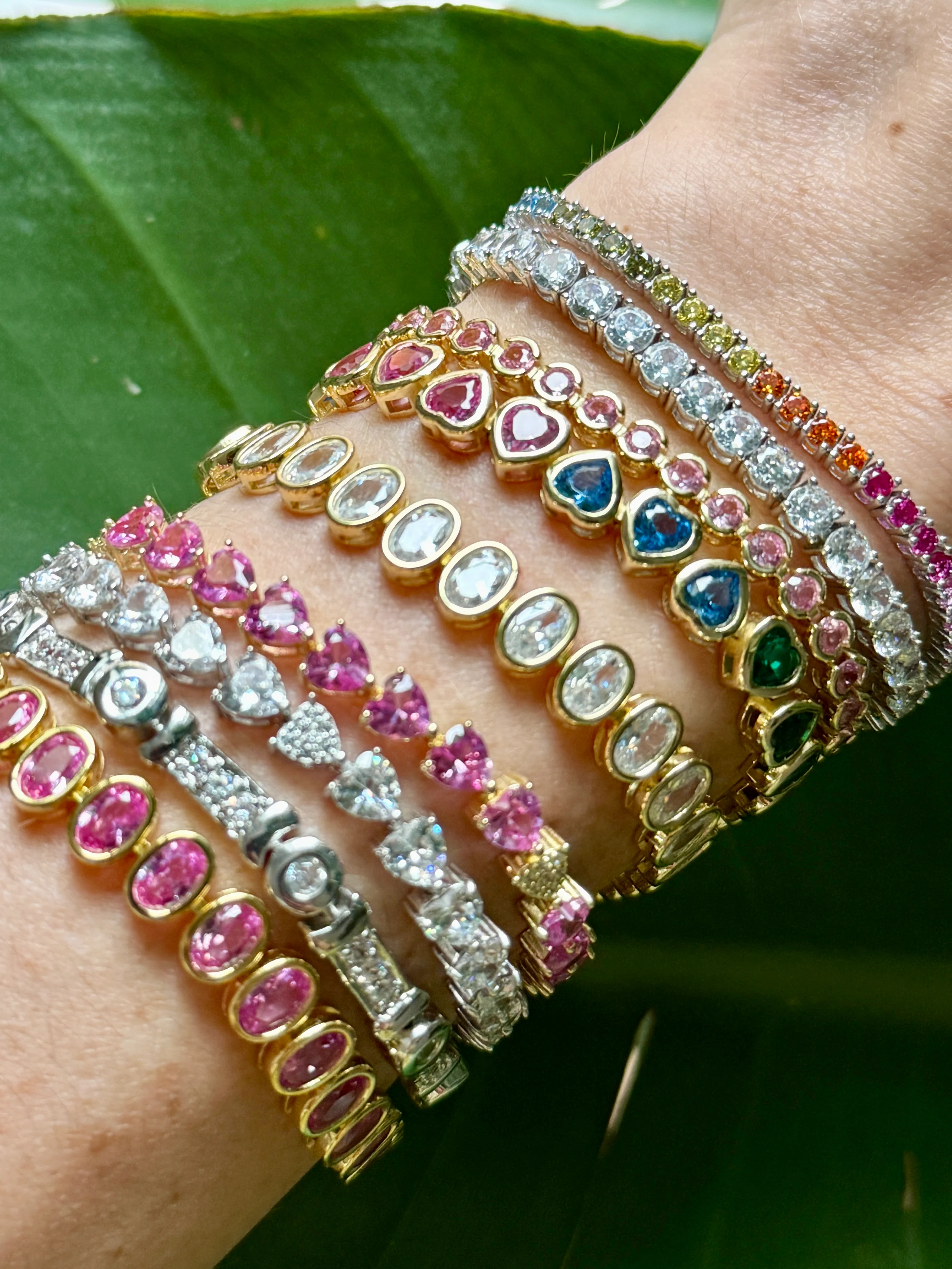 Rainbow Heart Crystal Tennis Bracelet - Image 3