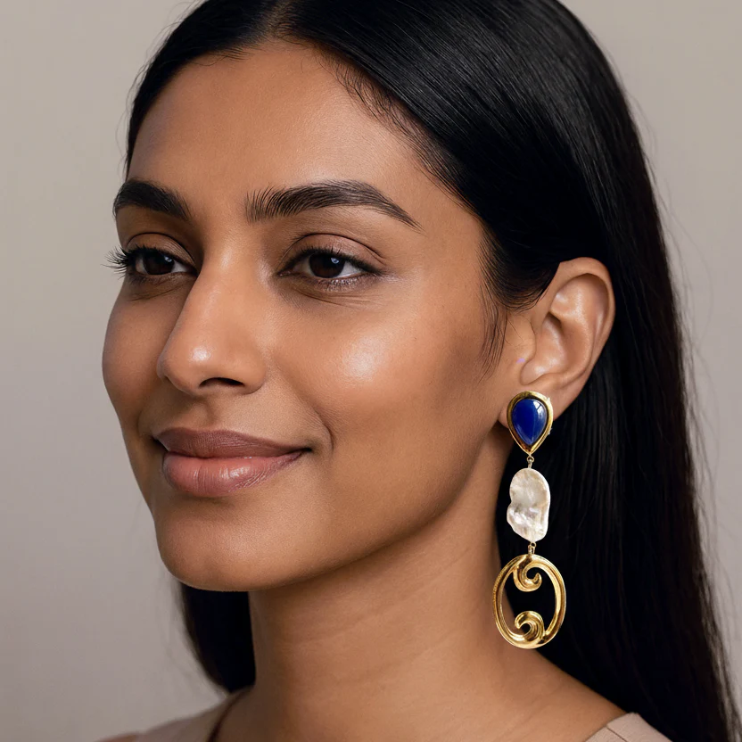 Serena Blue Baroque Pearl Earrings - Image 2