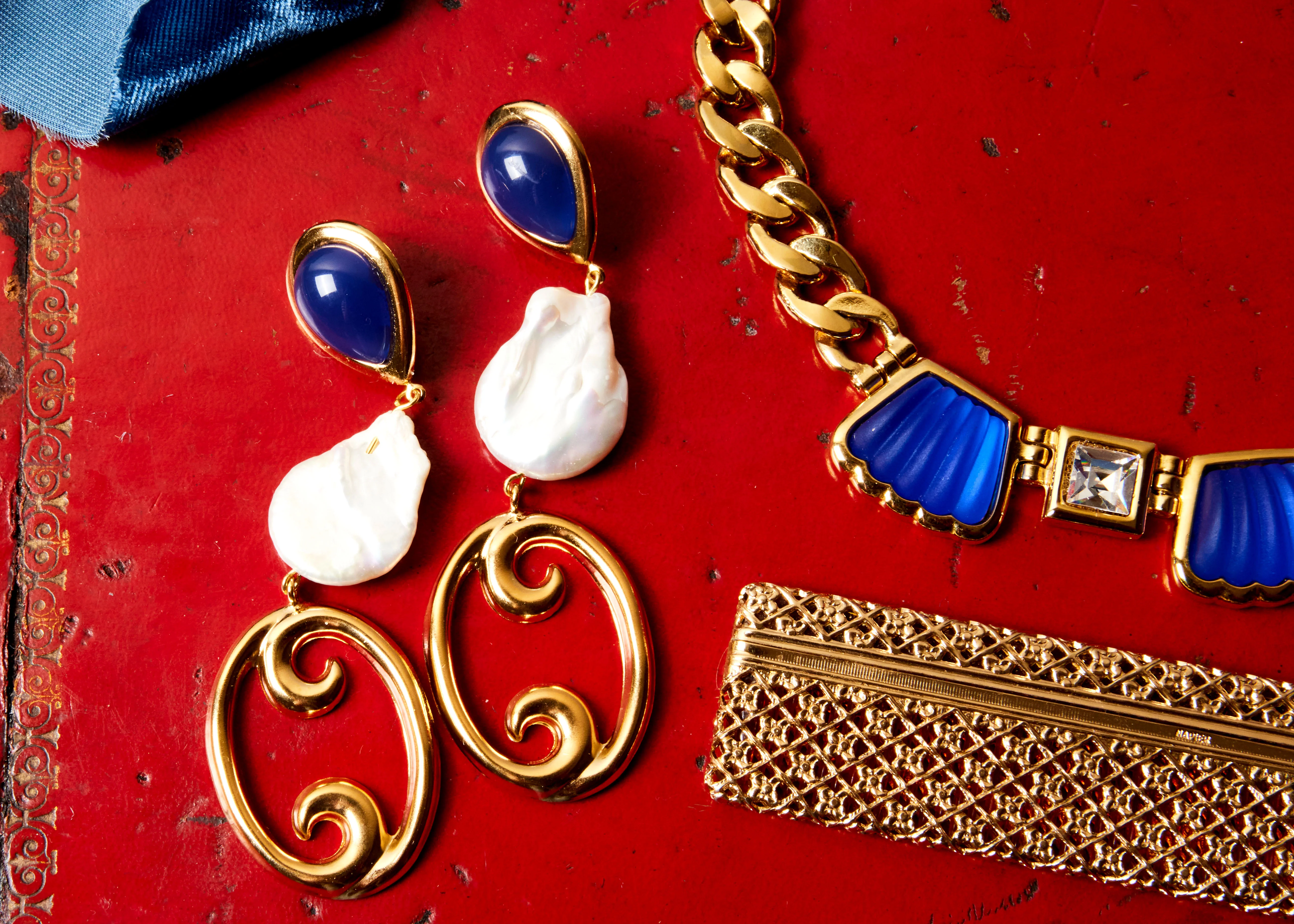 Serena Blue Baroque Pearl Earrings - Image 3