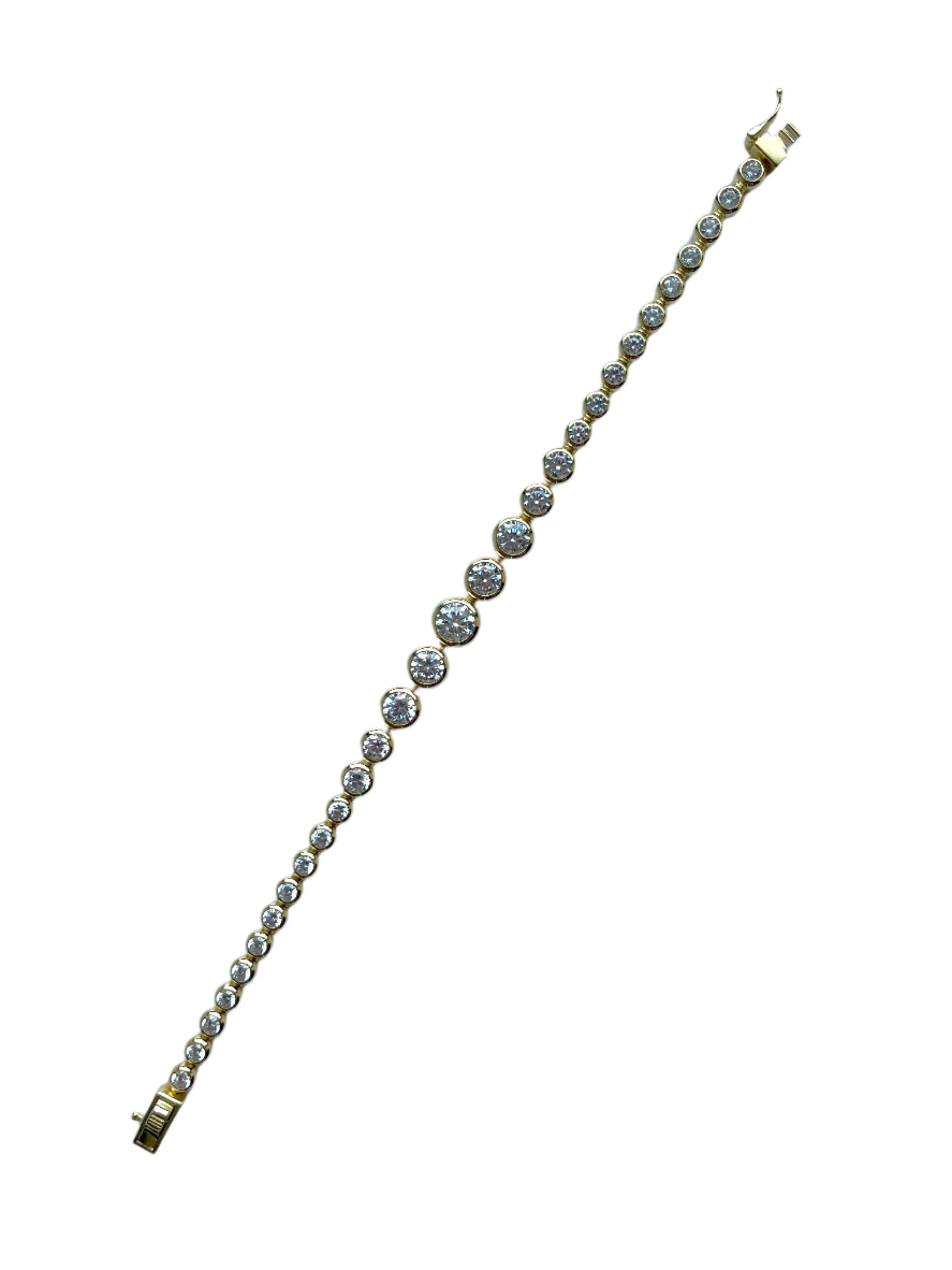 Sterling Silver & Gold Bezel Crystal Tennis Bracelet - Image 5