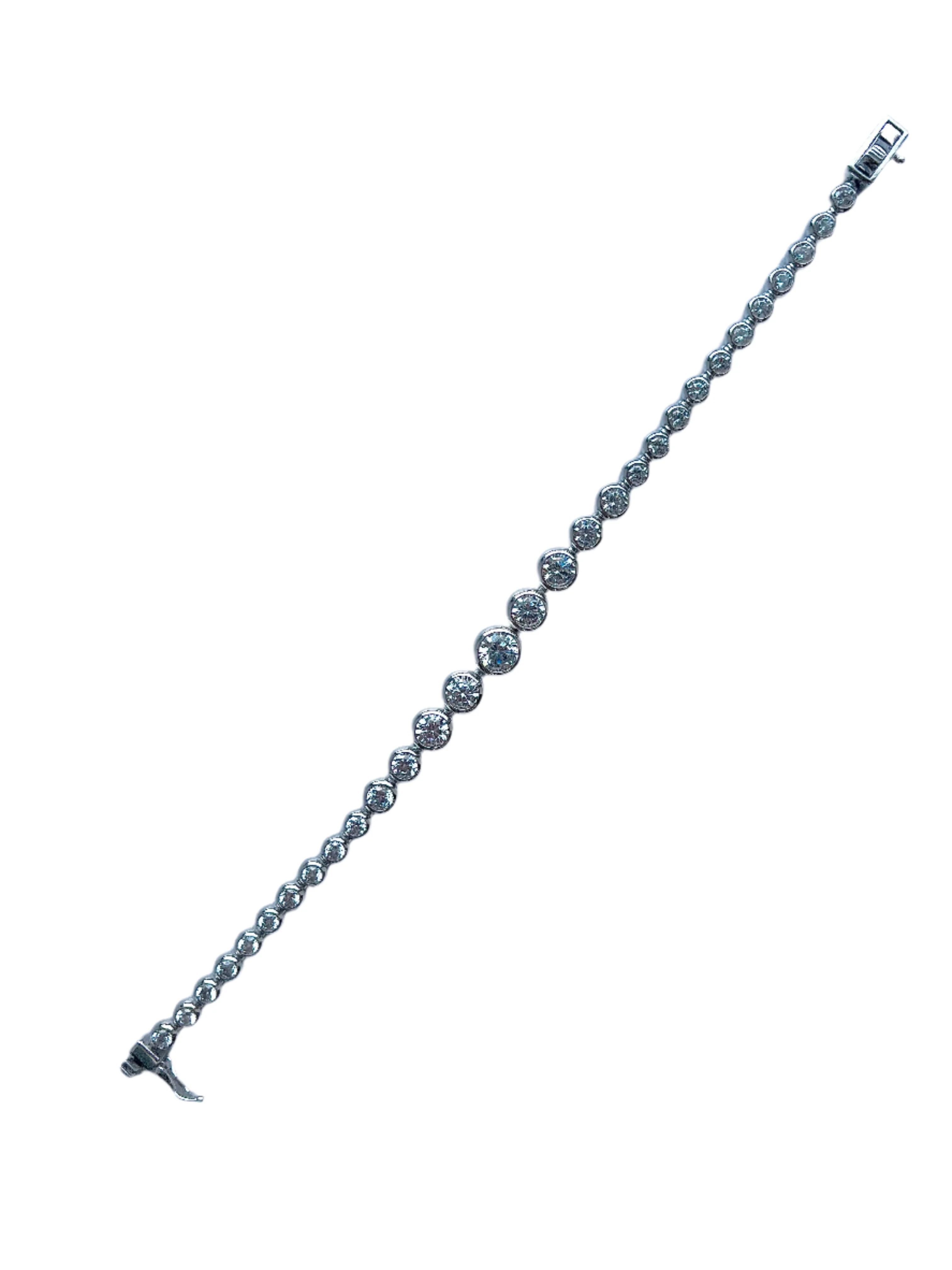 Sterling Silver & Gold Bezel Crystal Tennis Bracelet - Image 6