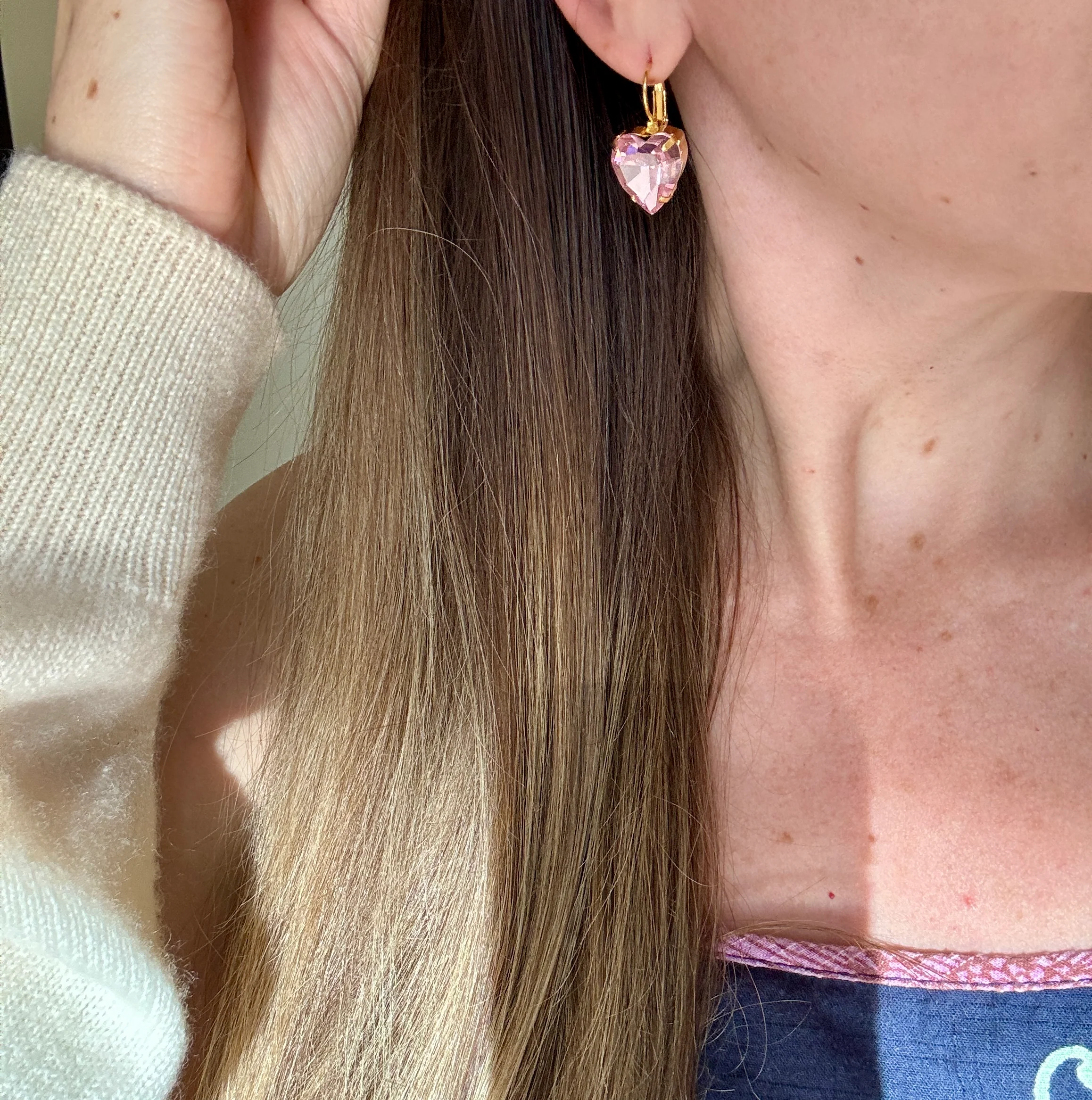 Nora Pink Heart Earrings - Image 3