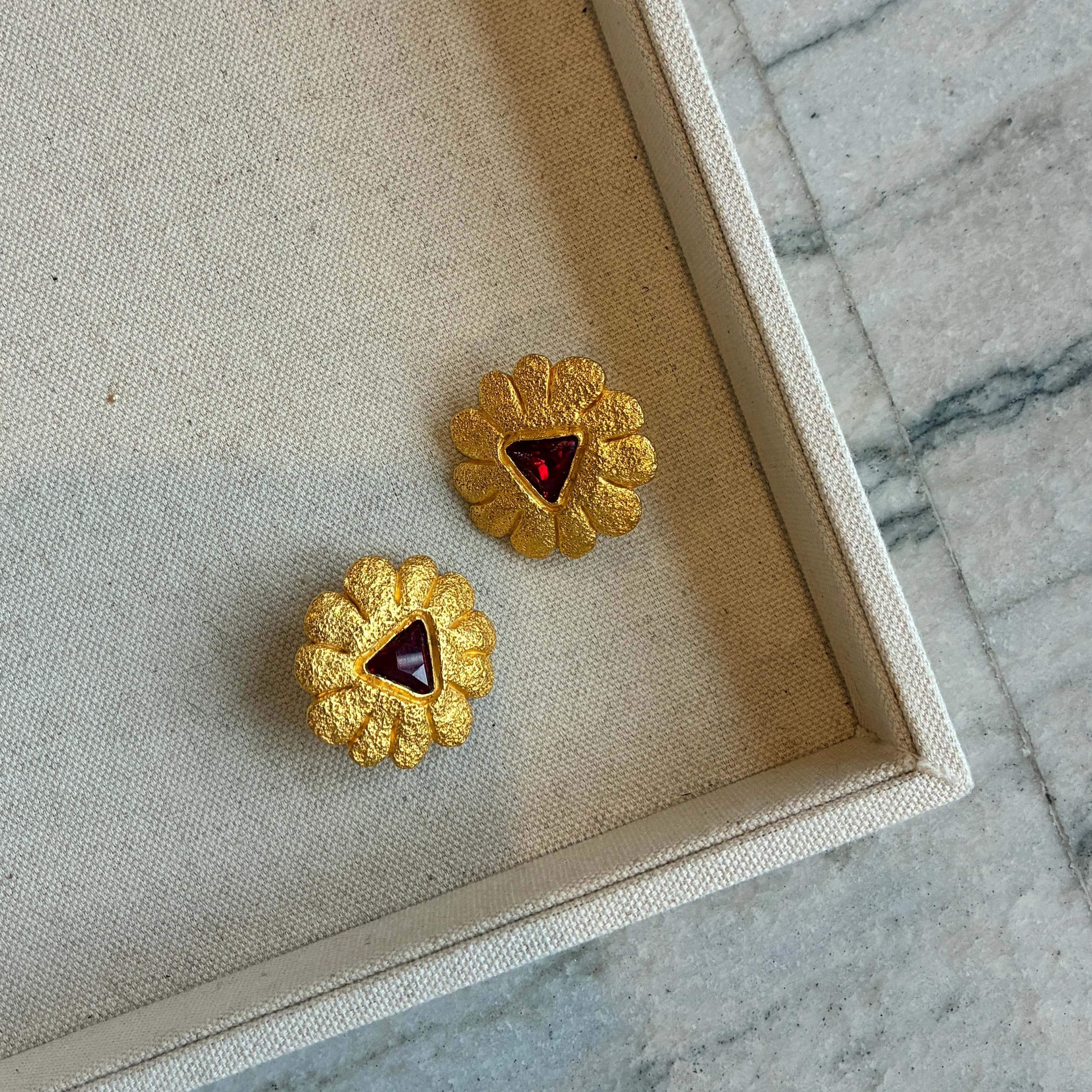 Sophie Goetsch Gold Flower Earrings - Image 3