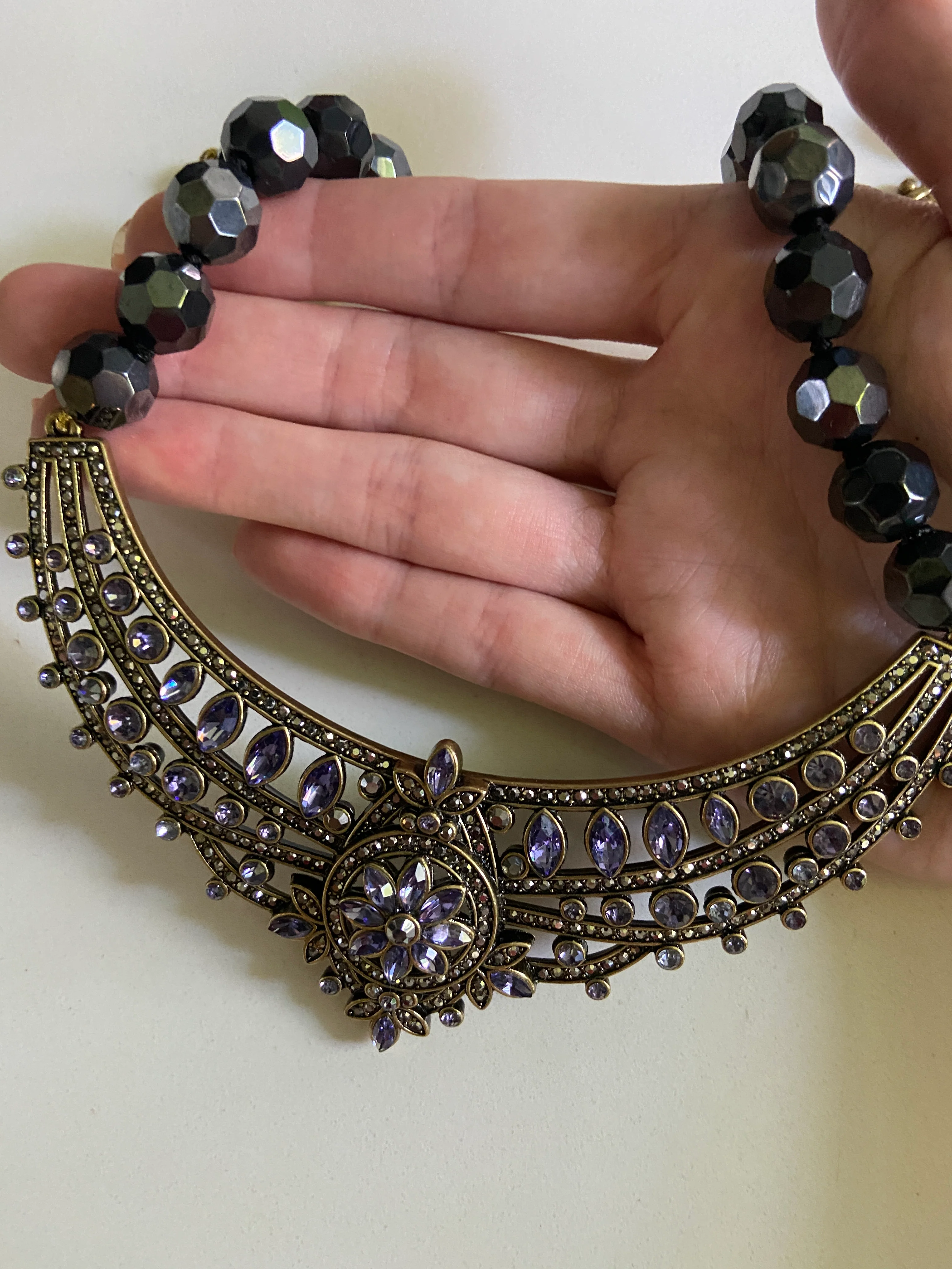 Designer Heidi Daus Mogul Purple Crystal Bead Necklace - Image 4