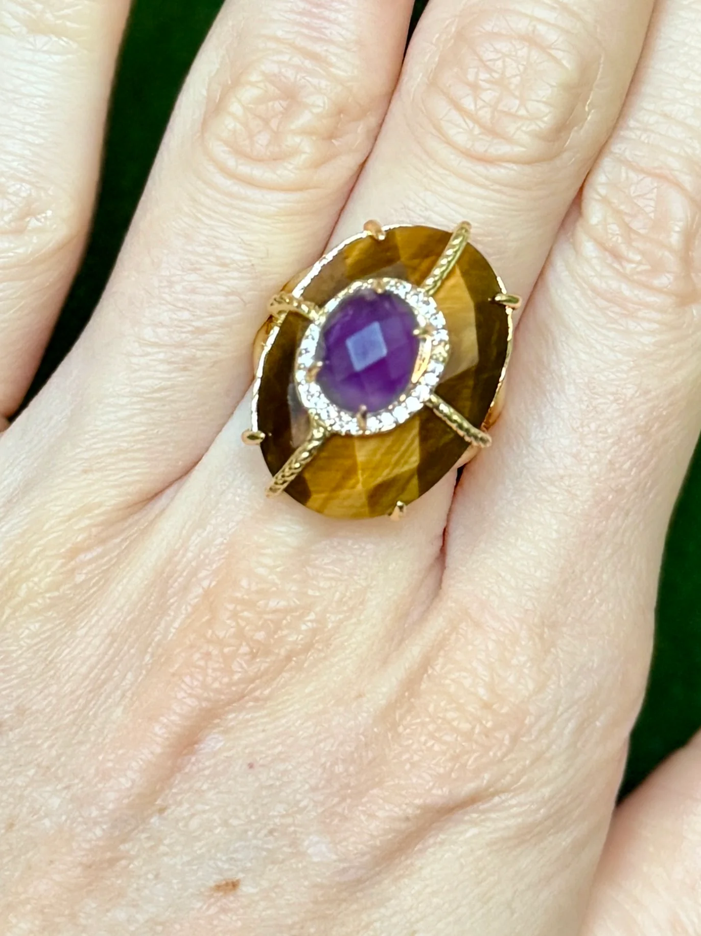 Tiger’s Eye & Amethyst Ring - Image 2