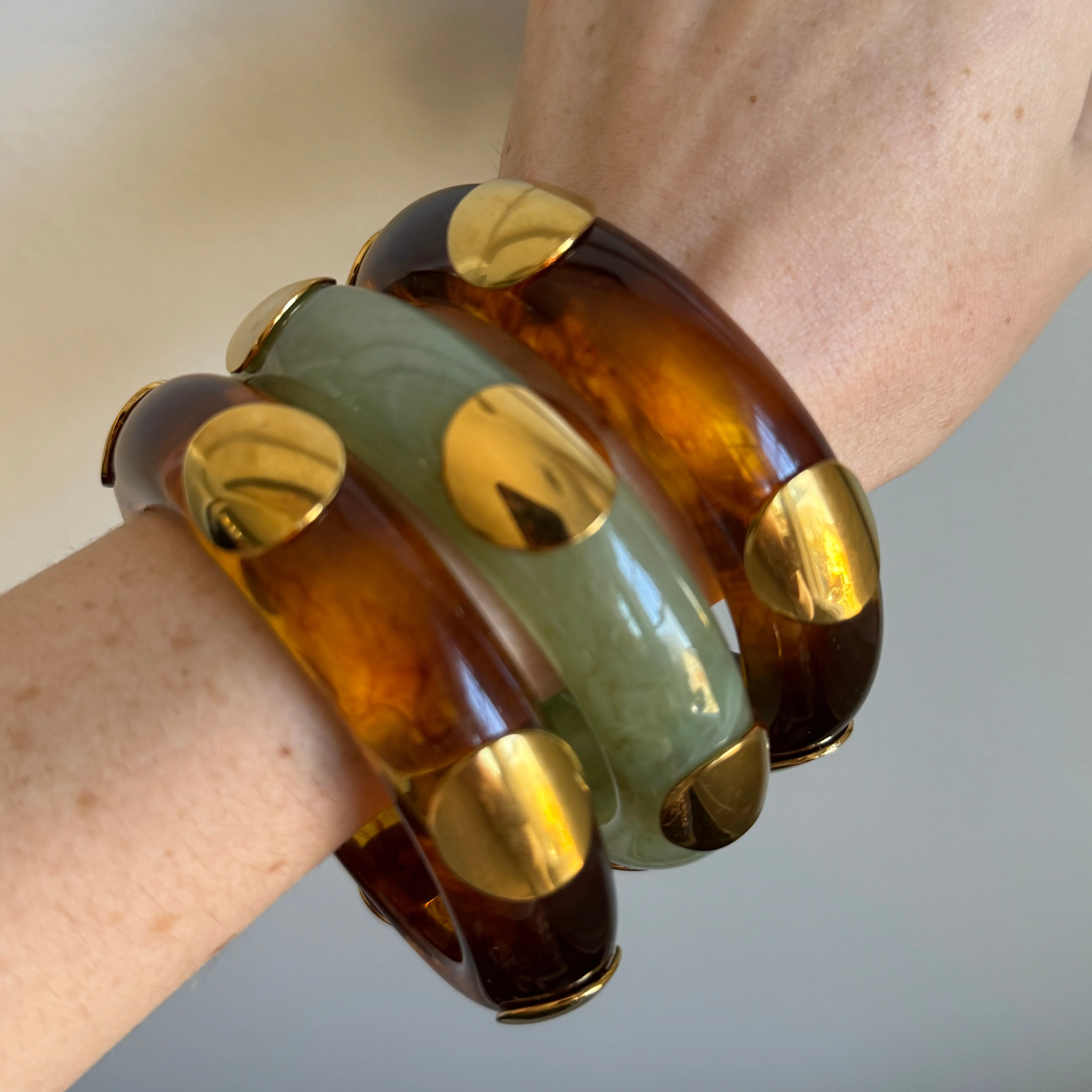 Tortoise or Jade Resin Bangle - Image 2