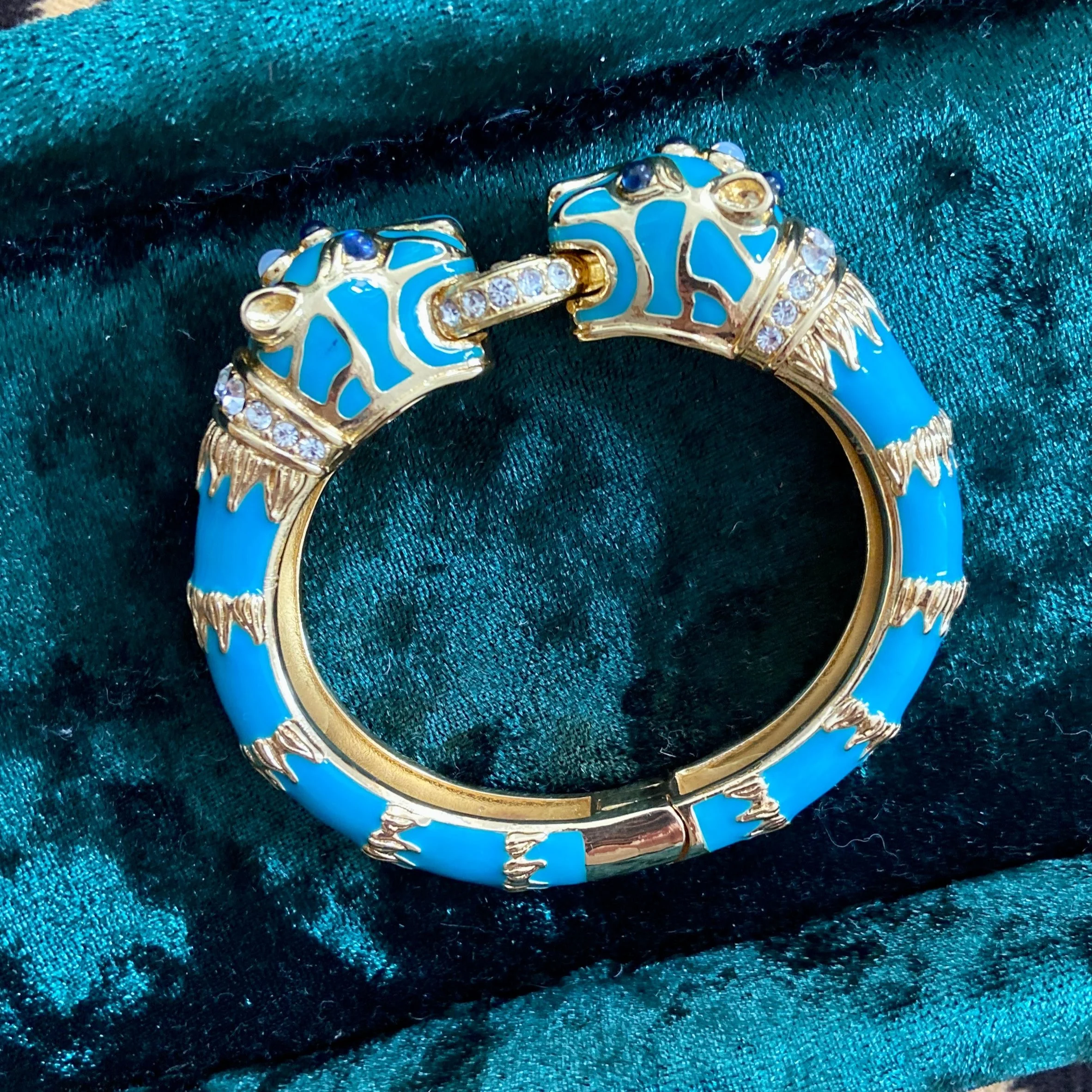 Turquoise Enamel Double Panther Bracelet - Image 4