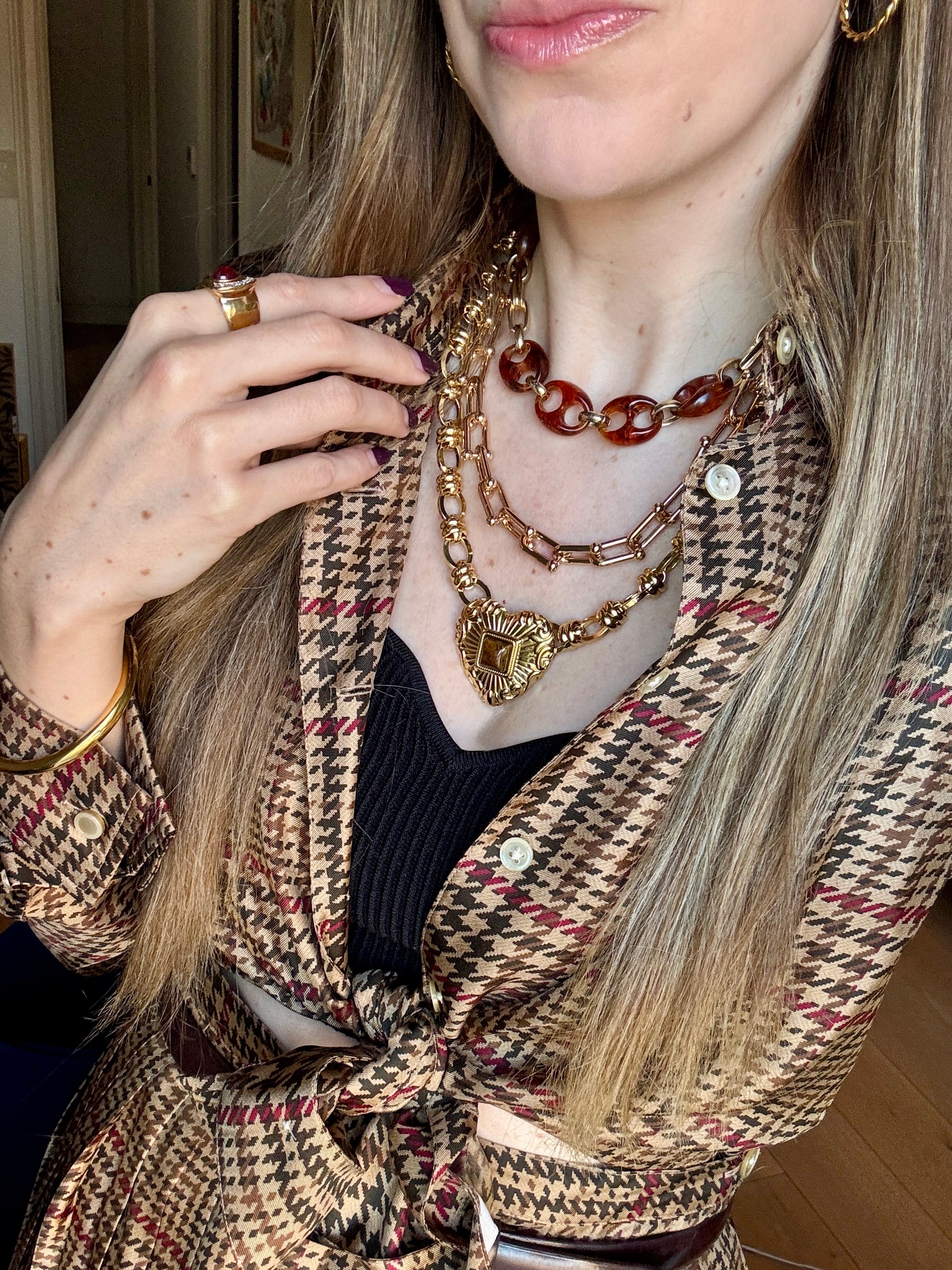 Tiger’s Eye Heart Chain Necklace - Image 2