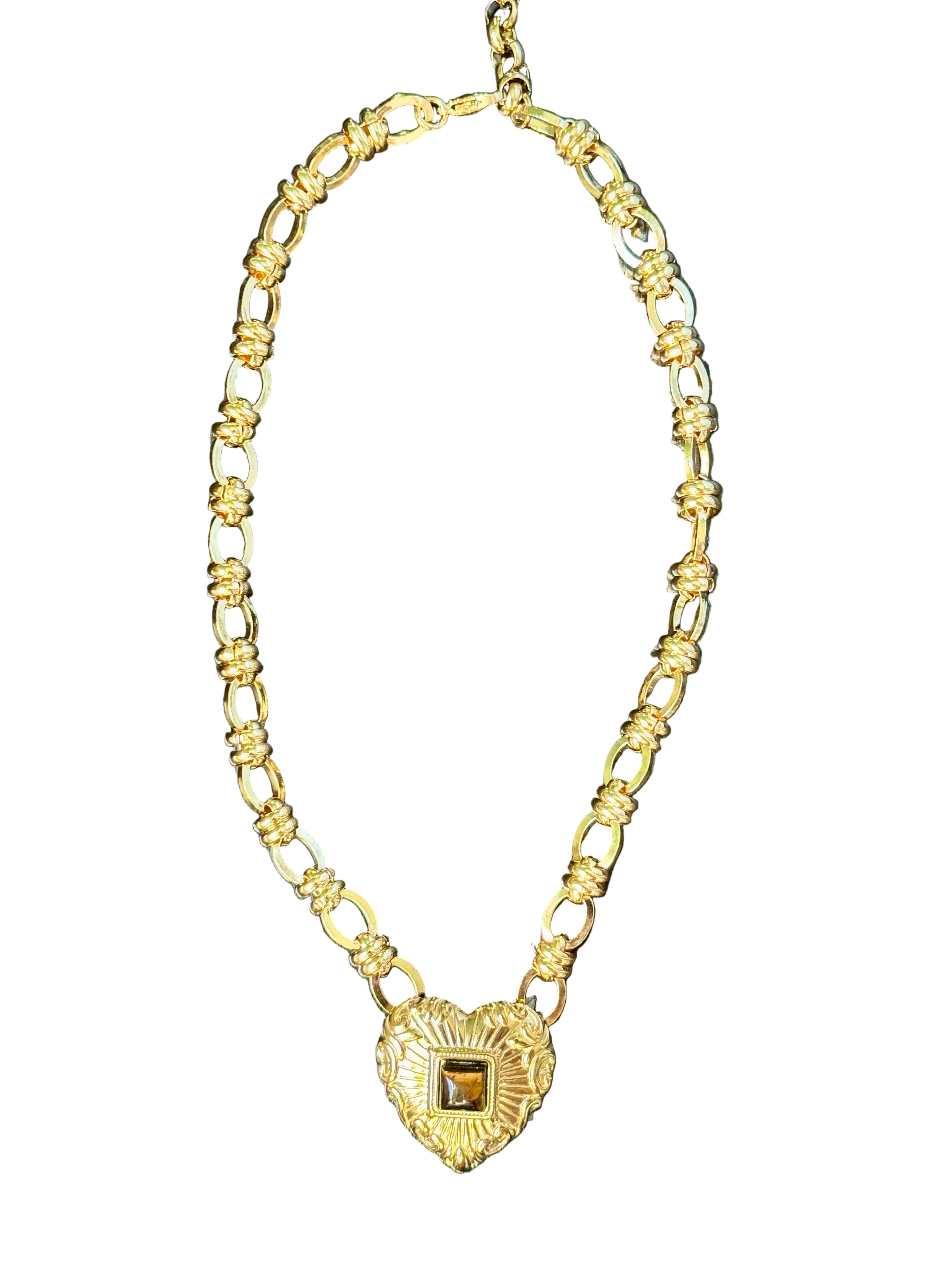 Tiger’s Eye Heart Chain Necklace - Image 3