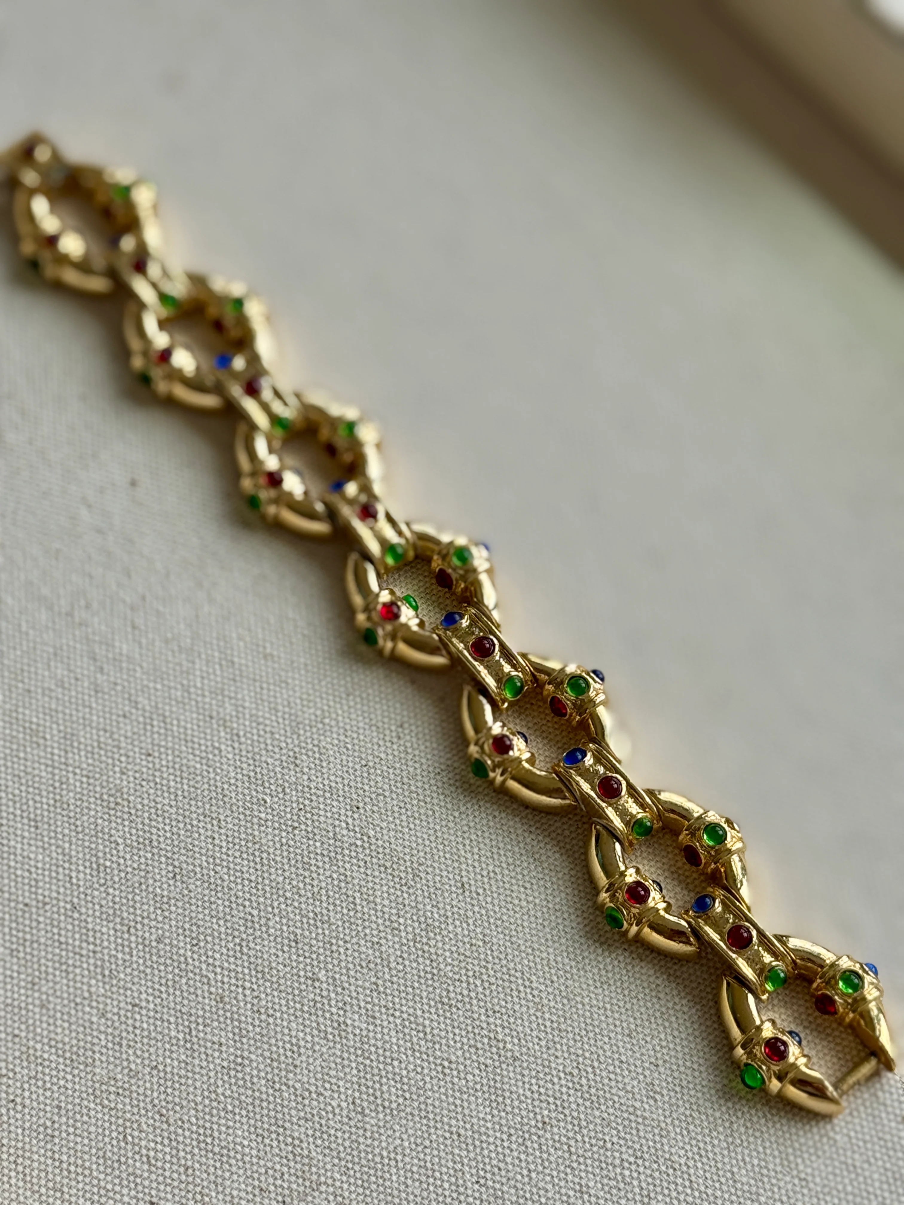 Vintage 80 Mogul Glass Link Bracelet - Image 3