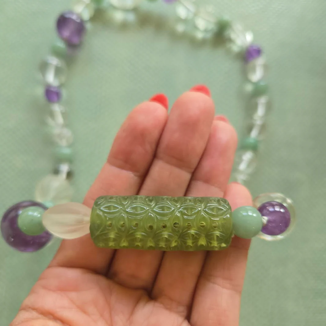 Vintage Amethyst and Natural Stone Beaded Necklace - Image 3