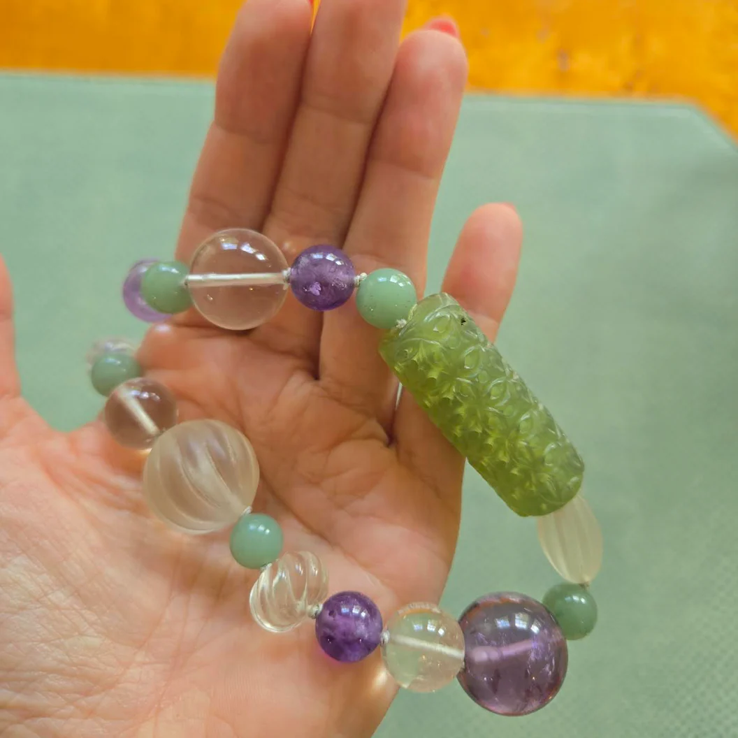 Vintage Amethyst and Natural Stone Beaded Necklace - Image 4