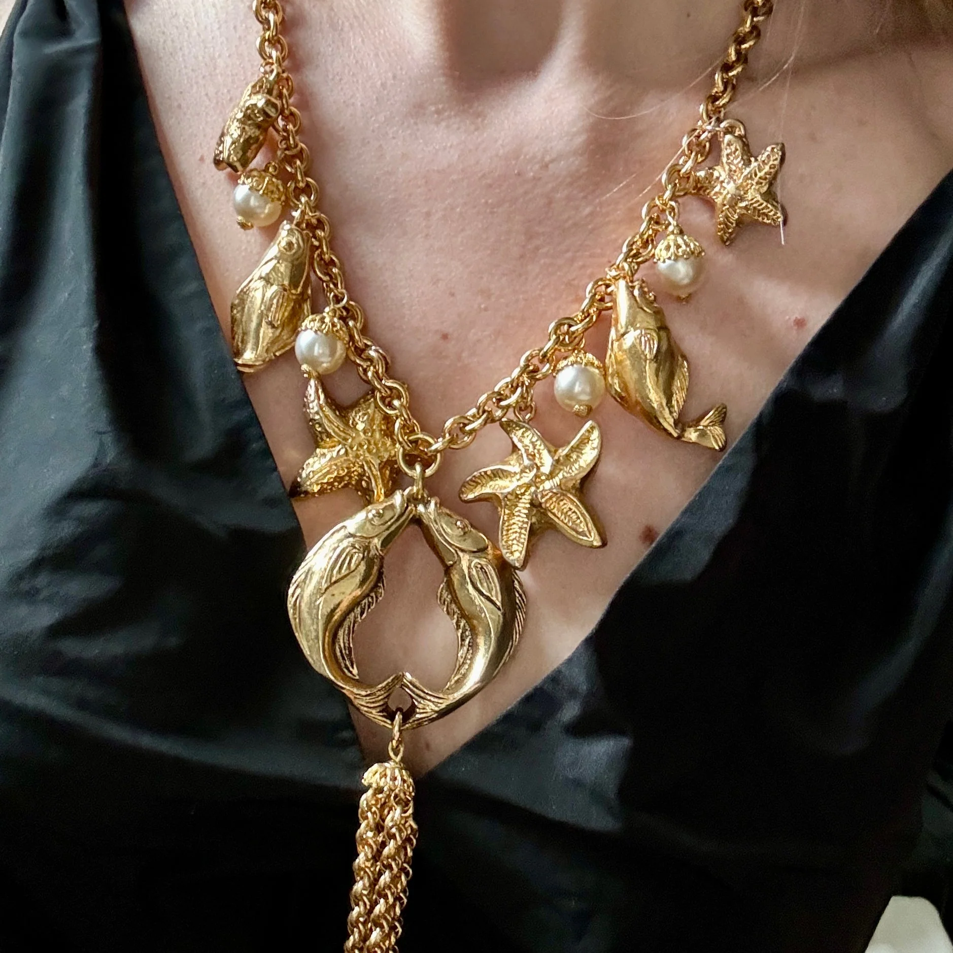 French Designer Chantal de Kerouartz Fish Nautical Charm Necklace - Image 2