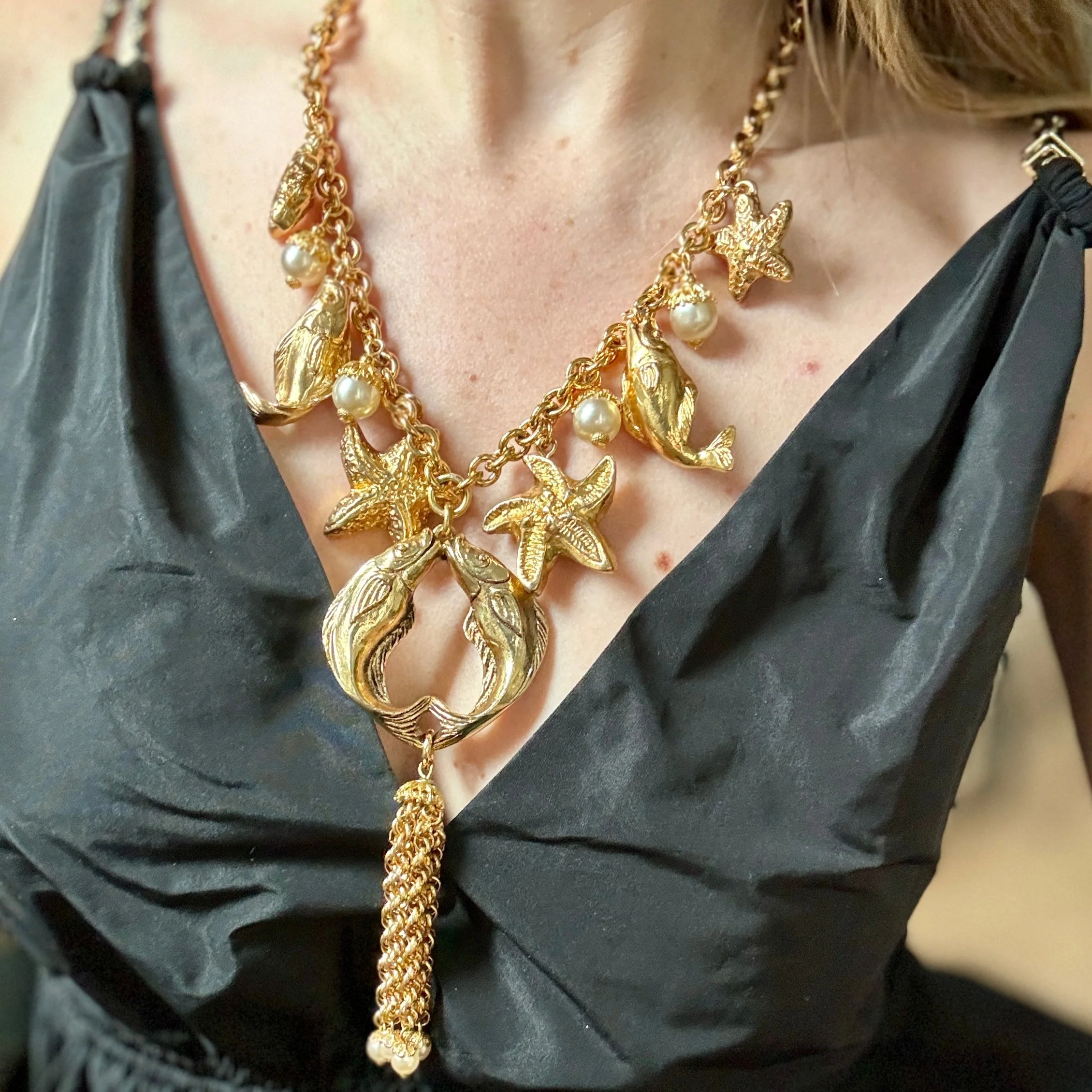 French Designer Chantal de Kerouartz Fish Nautical Charm Necklace - Image 3