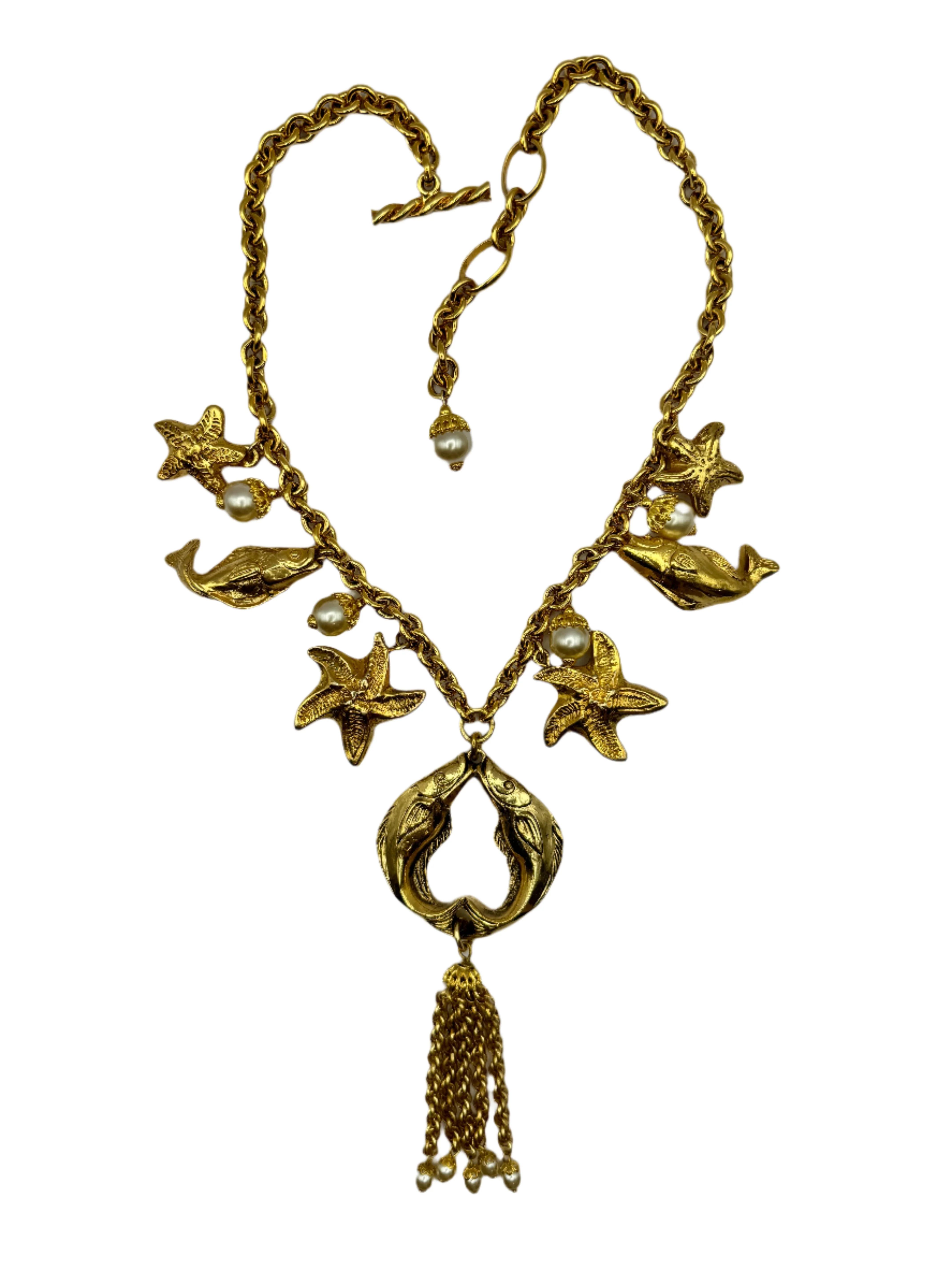French Designer Chantal de Kerouartz Fish Nautical Charm Necklace - Image 4