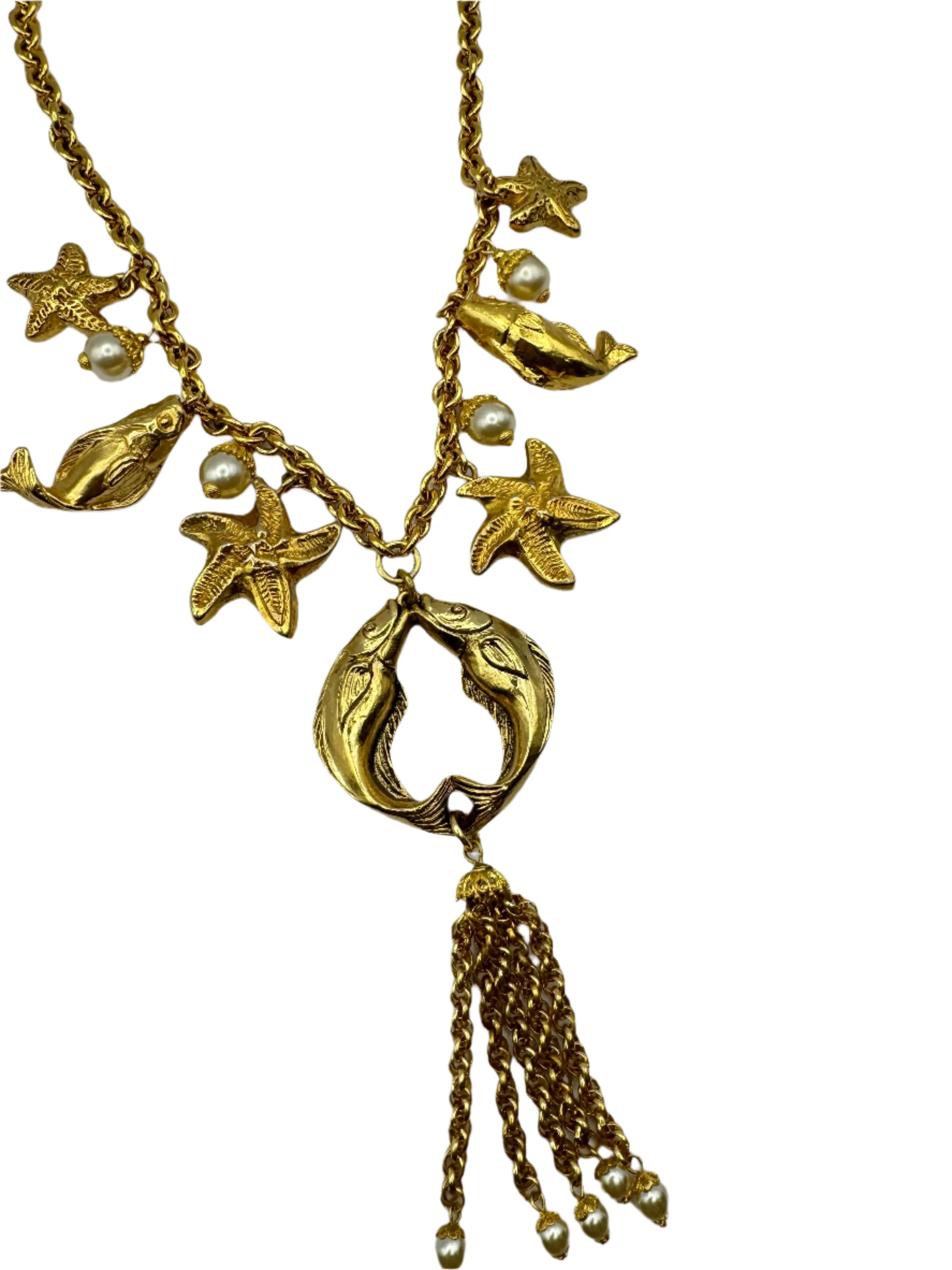French Designer Chantal de Kerouartz Fish Nautical Charm Necklace - Image 5
