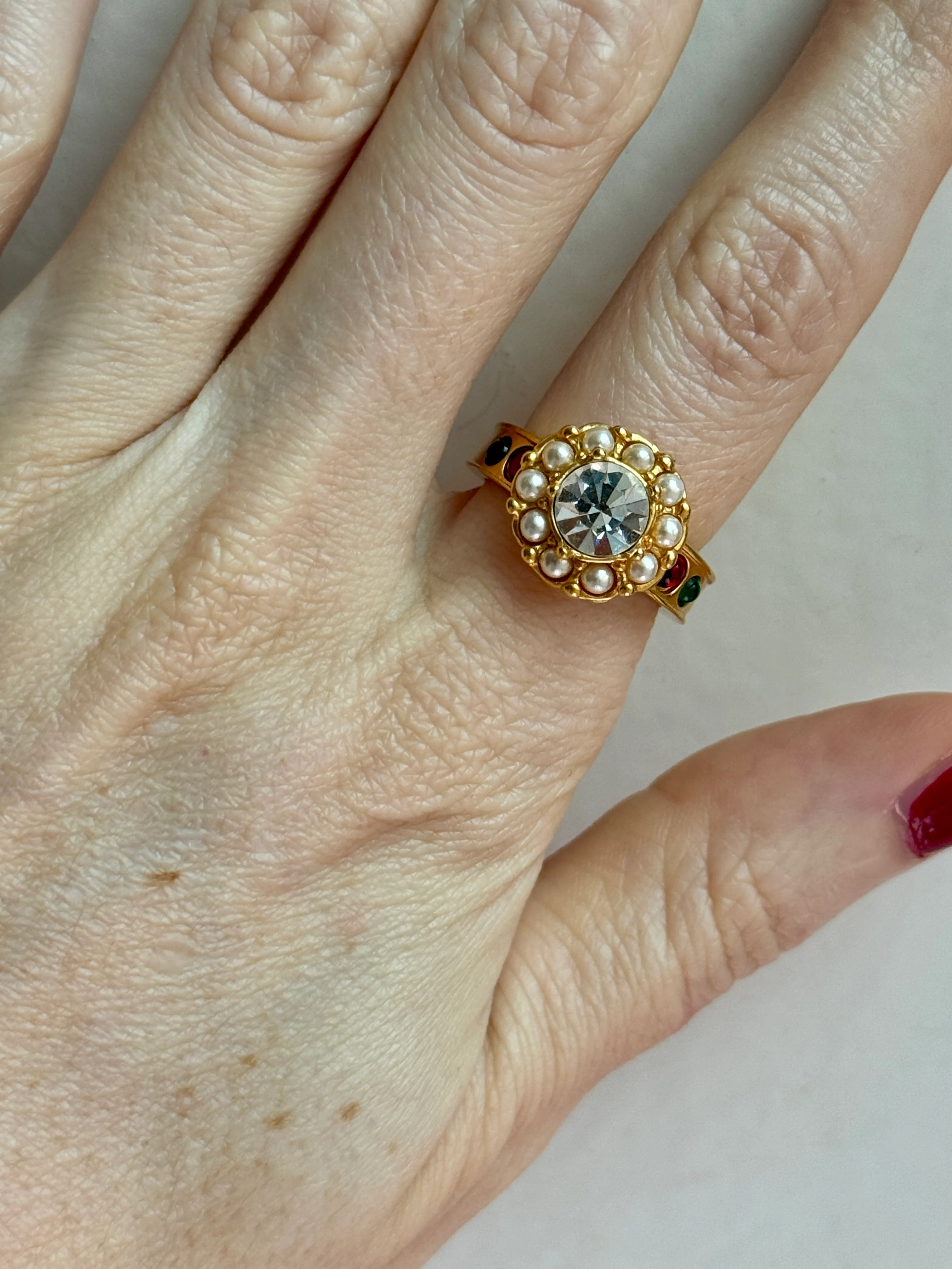 Vintage French Flower Ring size 6.25 - Image 2