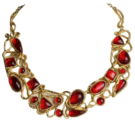 Vintage Designer Dolce Vita Red Mogul Collar Necklace