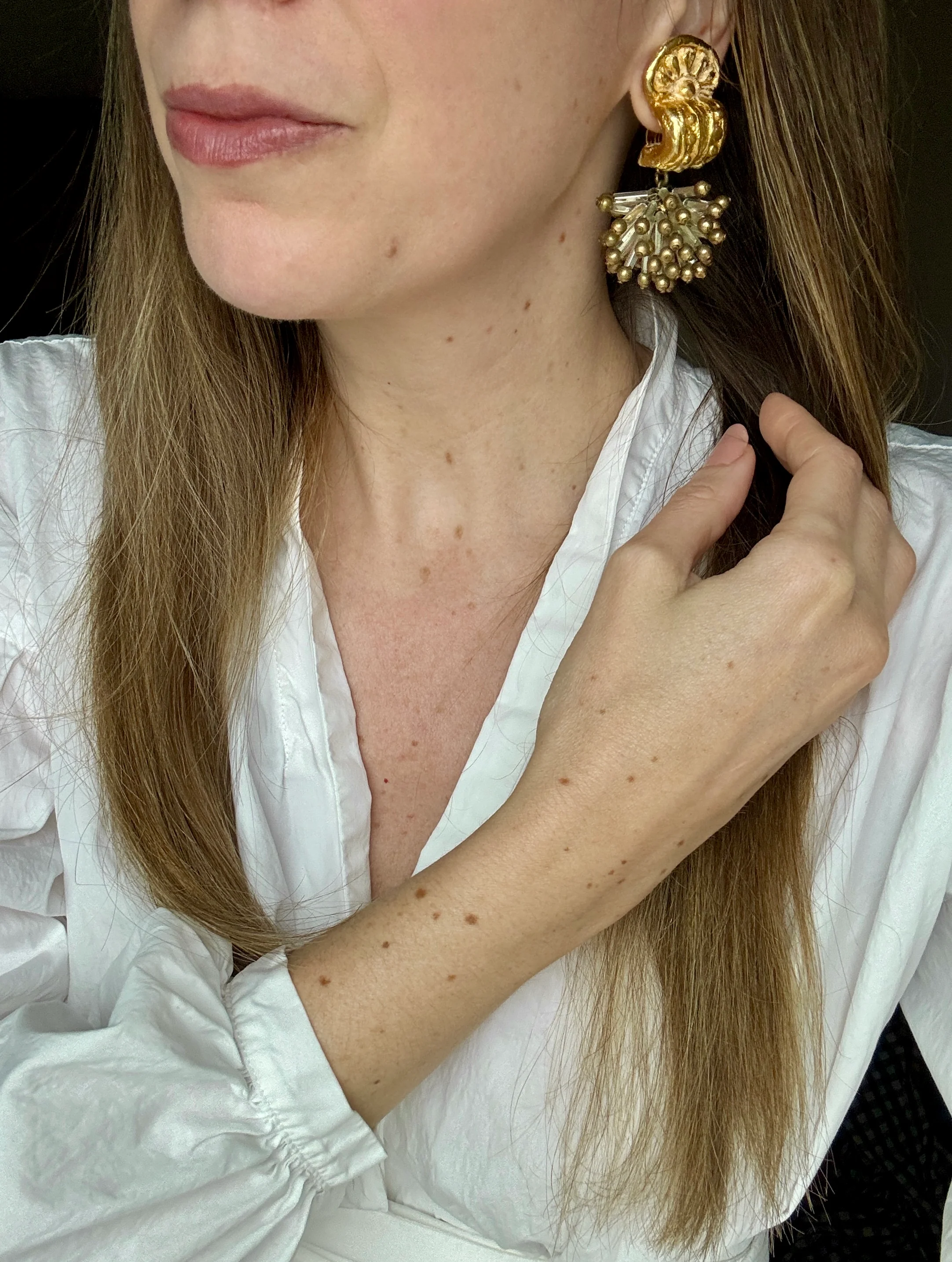 Vintage Luxe 80s Glass Starburst Statement Earrings - Image 3