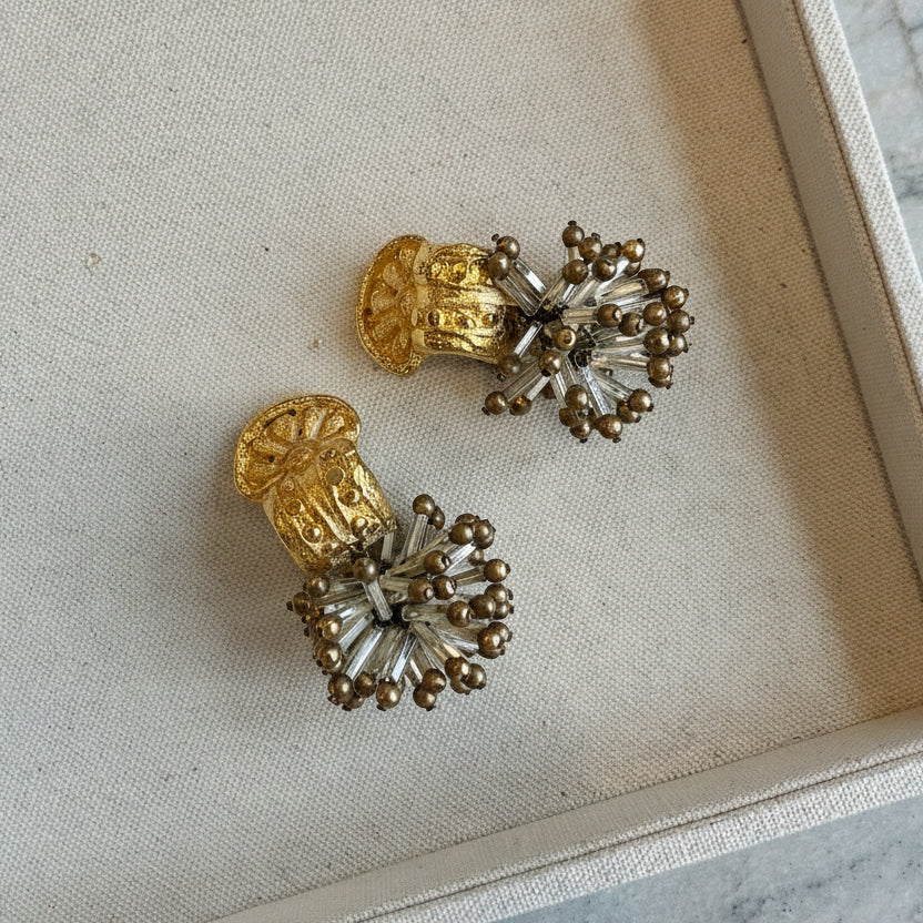 Vintage Luxe 80s Glass Starburst Statement Earrings - Image 4