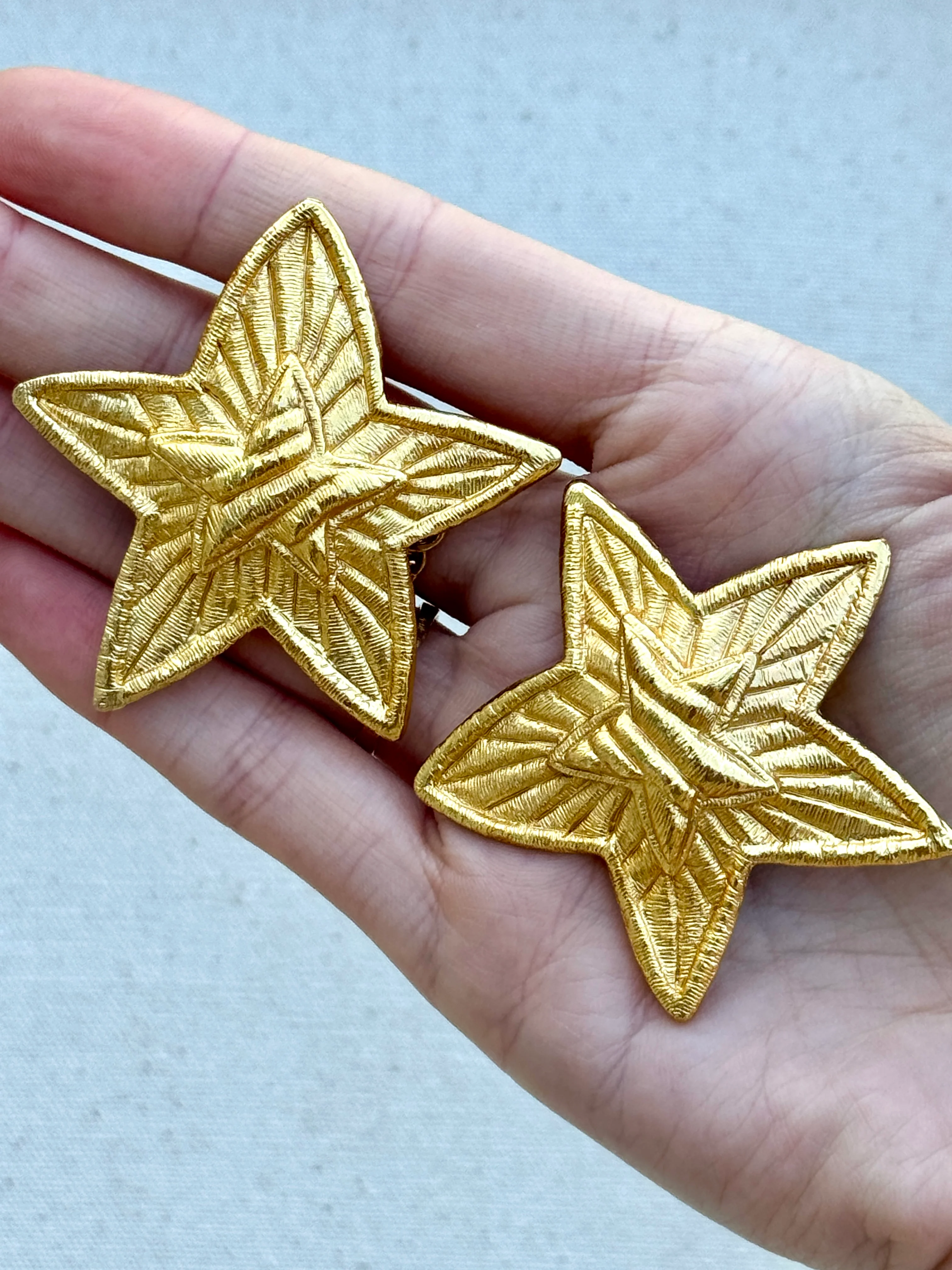 Vintage Givenchy Large Gold Star Earrings - Image 4