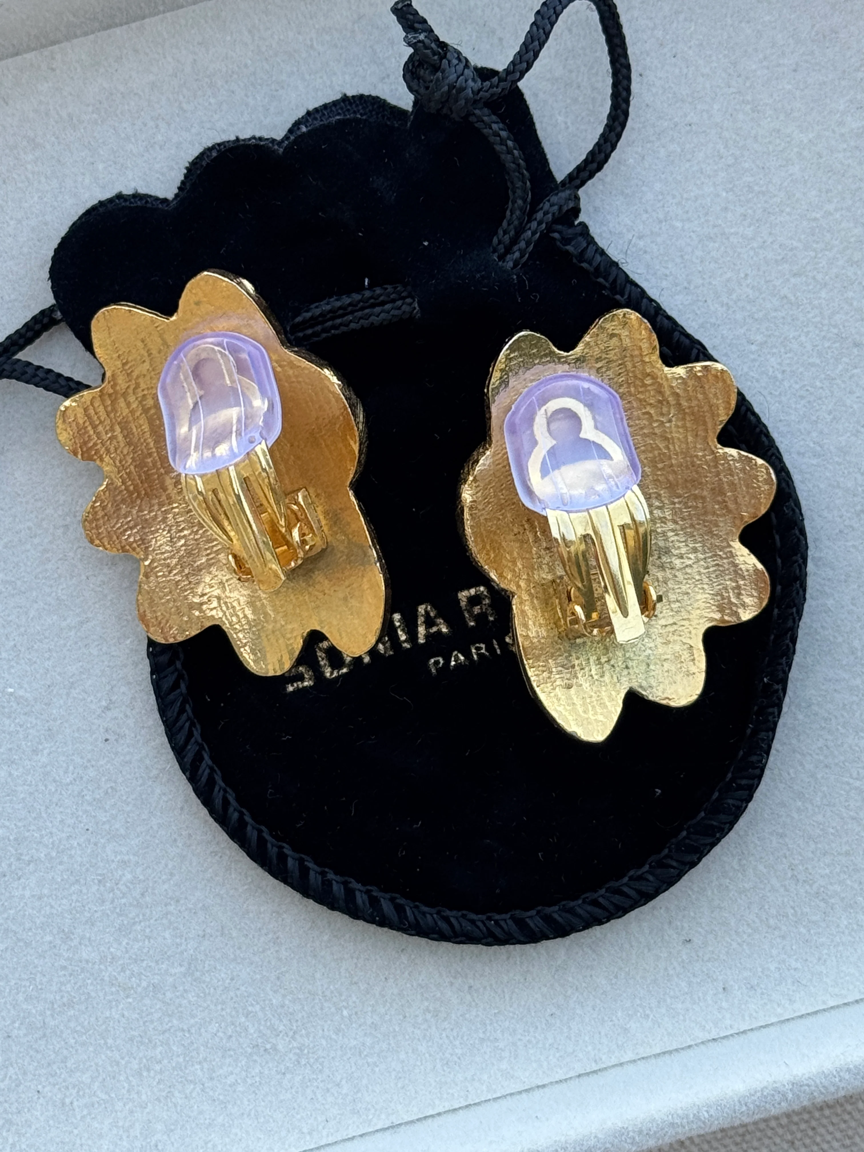 Vintage Sonia Rykiel Gilt Pearl Earrings - Image 5