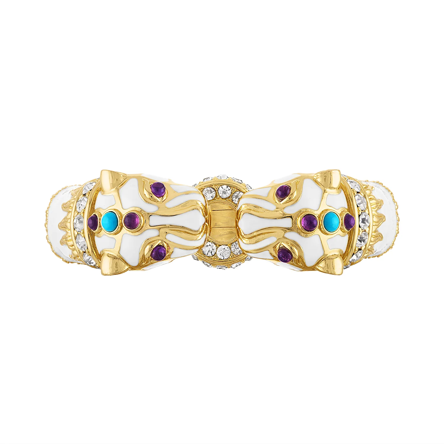 White Enamel Double Panther Bracelet - Image 5