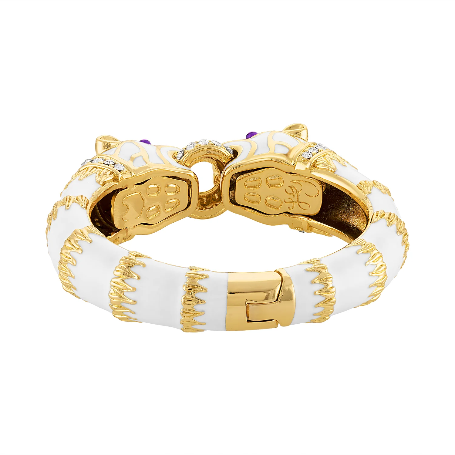 White Enamel Double Panther Bracelet - Image 7